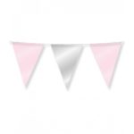 Party foil flags - light pink and silver