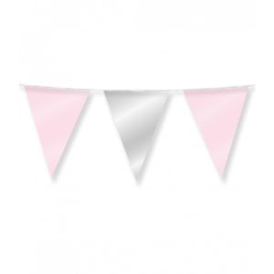 Party foil flags - light pink and silver